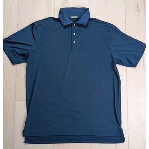 Peter Millar Summer Comfort Polo Shirt Men's Large Blue Golf Performance Stretch
